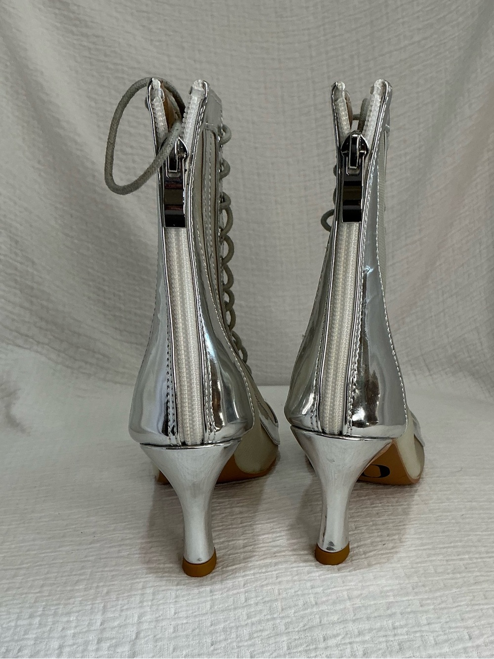 ๐ค Burju Sierra Silver Vegan Leather Mesh Street Sole 3โ Heeled Boots - 5.5 - Picture 9 of 11